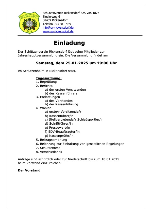 GV Einladung 2025